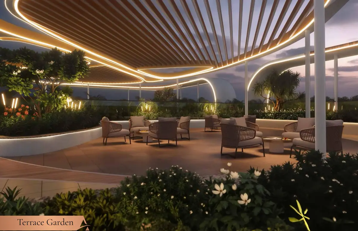 Terrace garden above the club